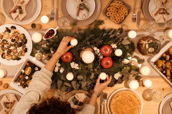 table set for holiday meal